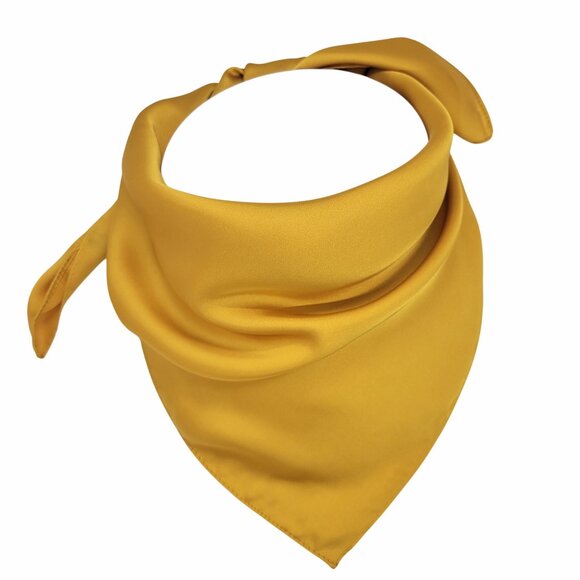⭐New Elegant Bandana Silky Square Scarf Mustard Yellow Hiyab Neckerchief Shawl - Picture 3 of 7